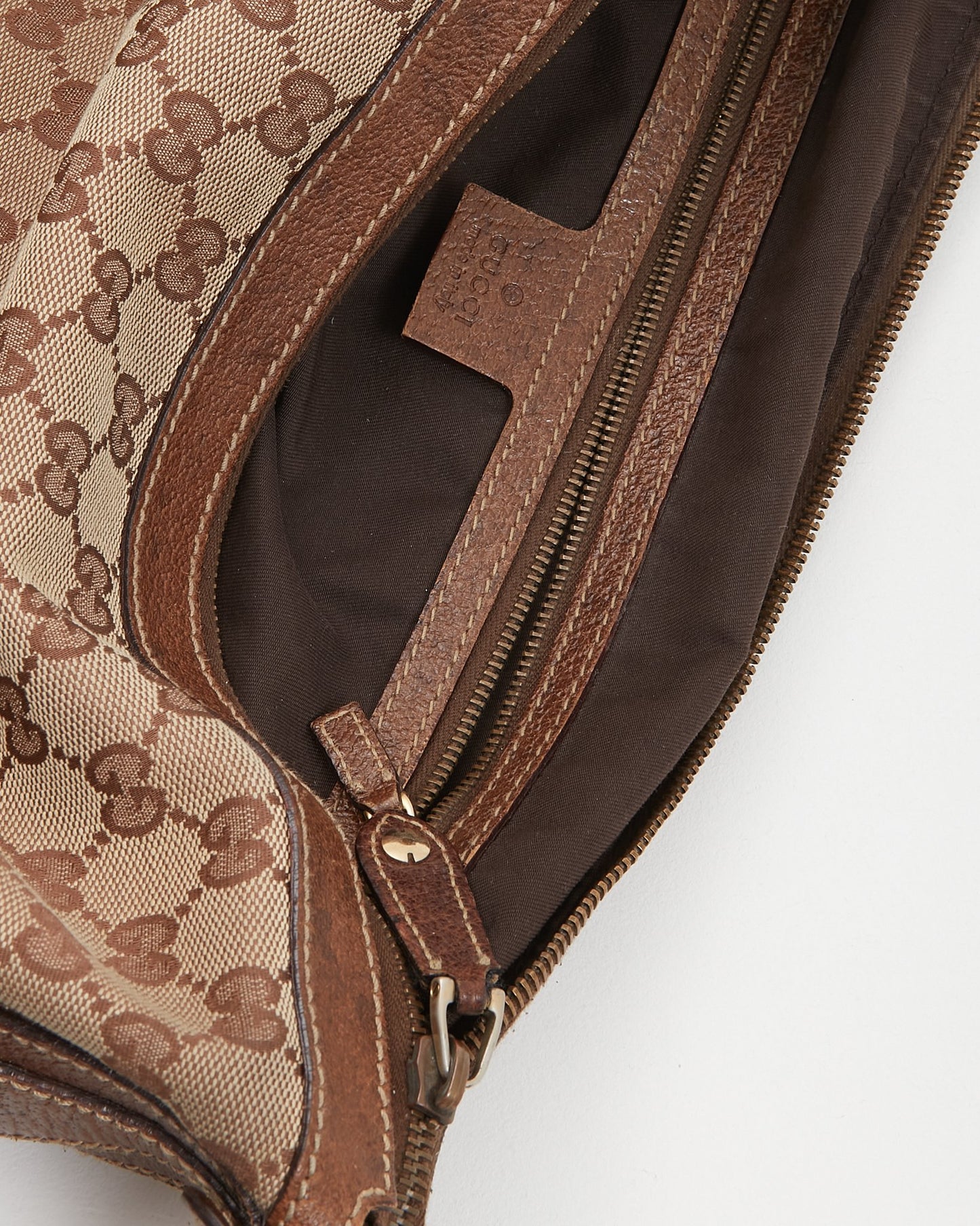 Gucci Brown GG Canvas Crossbody Web Guitar Strap Bag