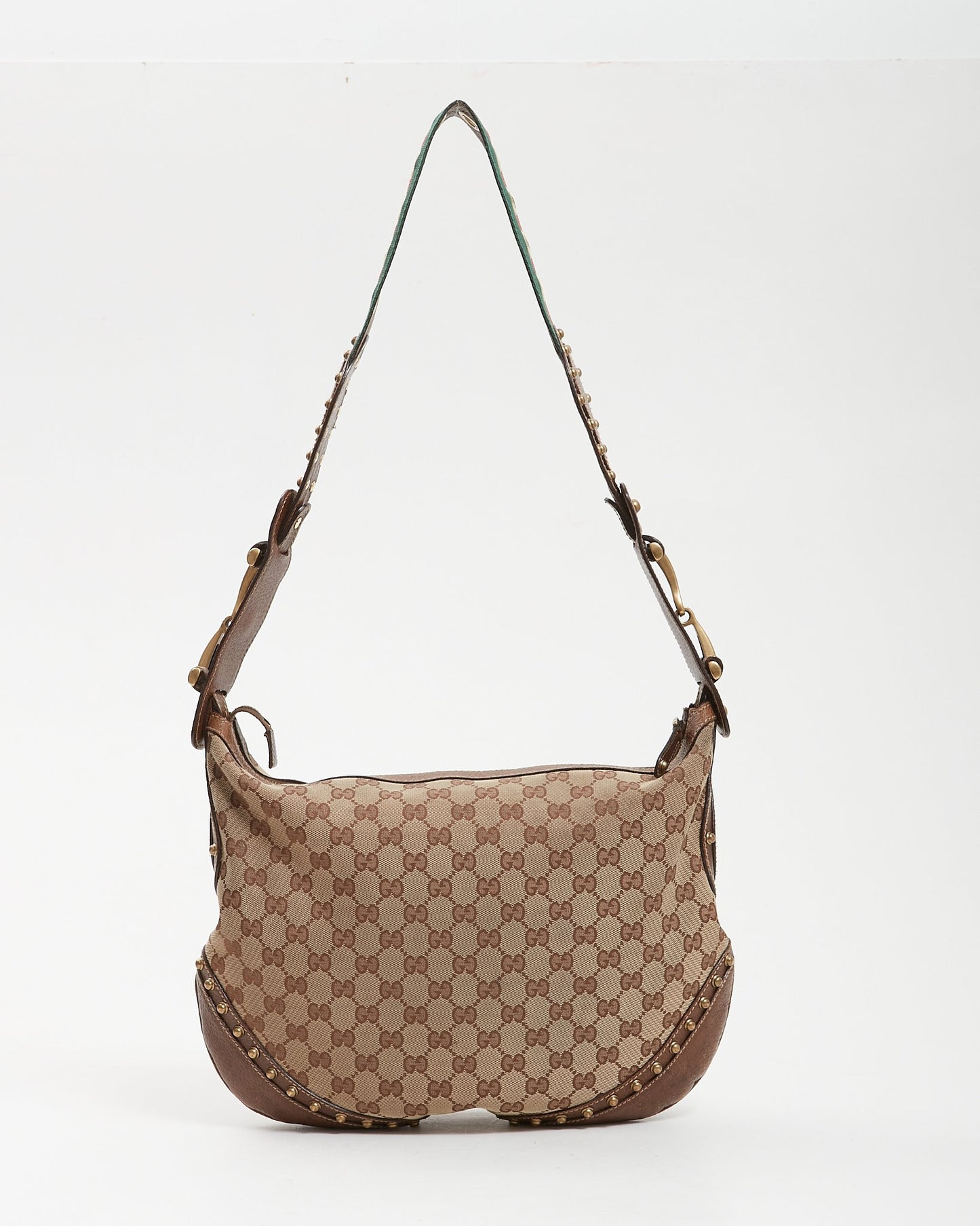 Gucci Brown GG Canvas Crossbody Web Guitar Strap Bag