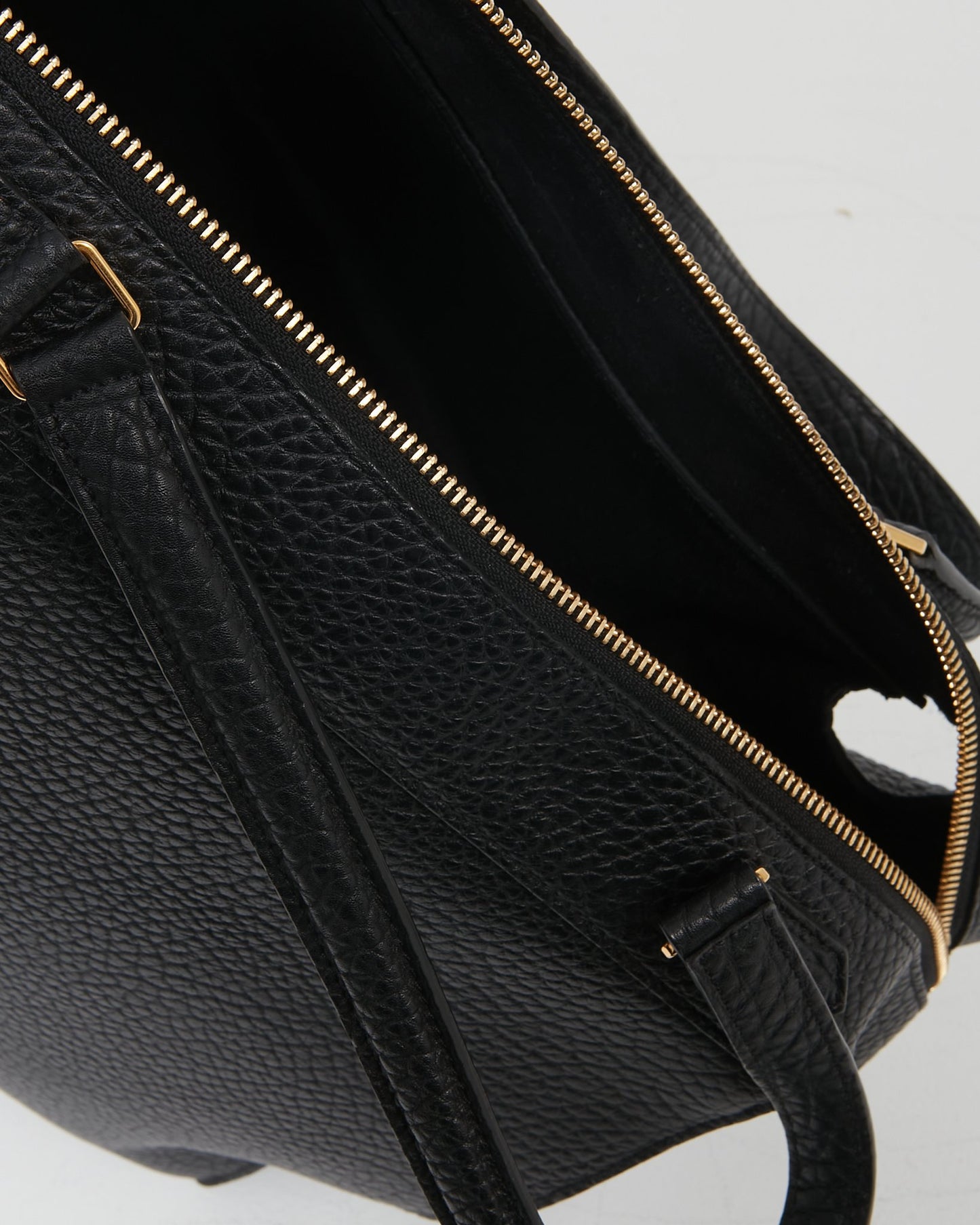 Celine Black Leather Pebbled Ring Top Handle Bag