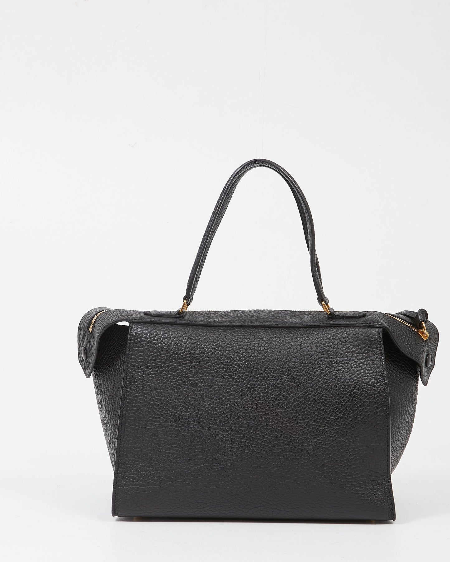 Celine Black Leather Pebbled Ring Top Handle Bag