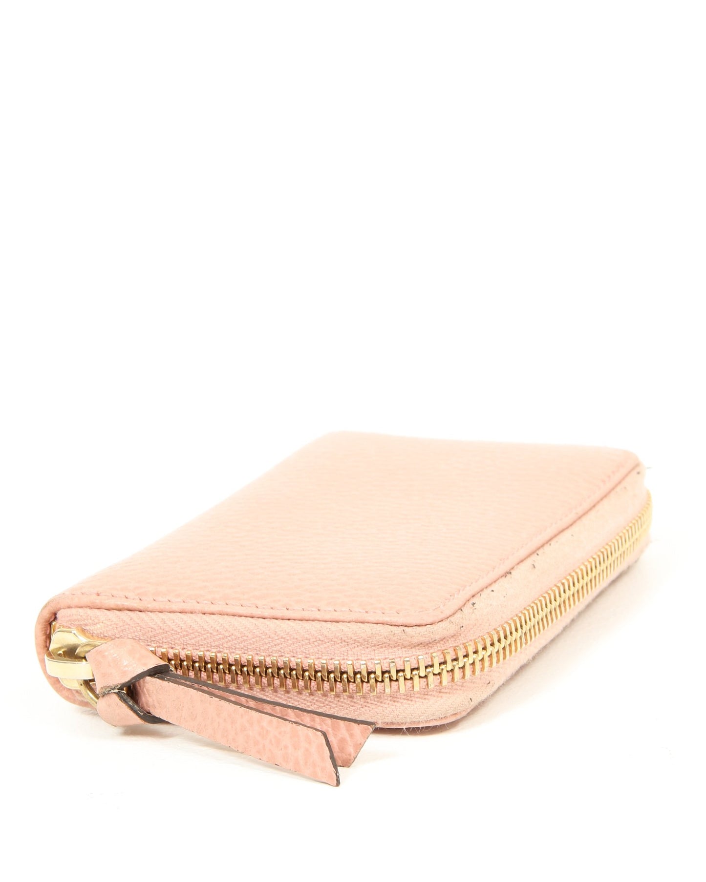 Gucci Pink Pebbled Leather Zippy Compact Wallet