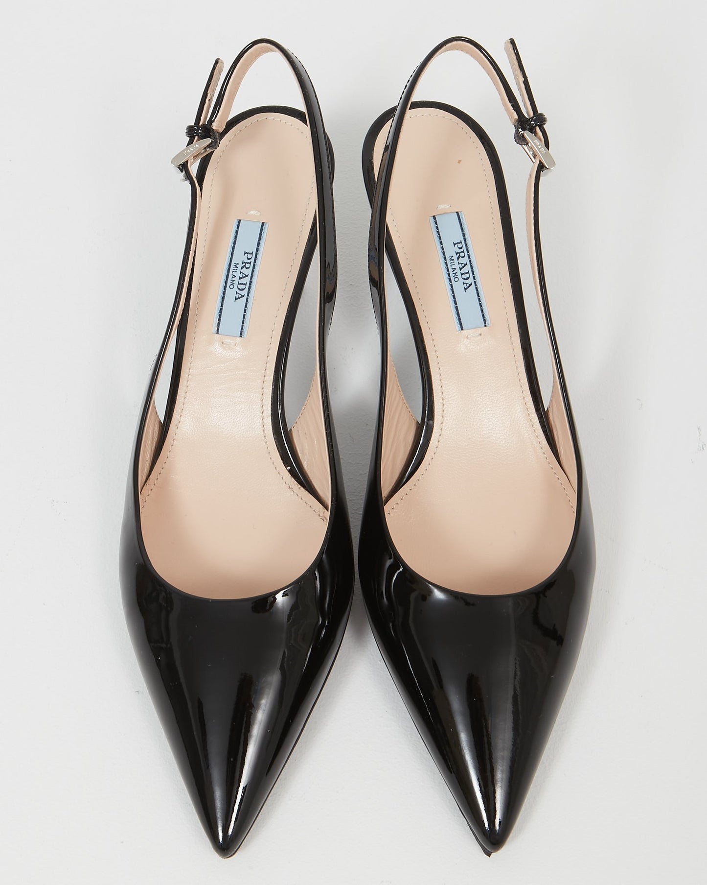 Prada Black Patent Slingback Pump with Add On Silk Wrap Around - 39