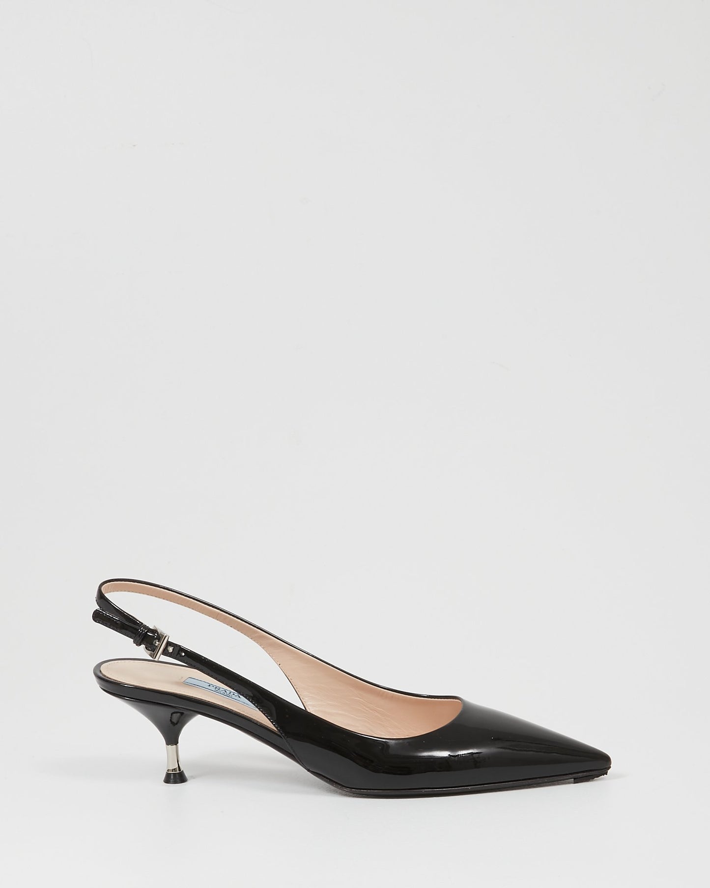 Prada Black Patent Slingback Pump with Add On Silk Wrap Around - 39