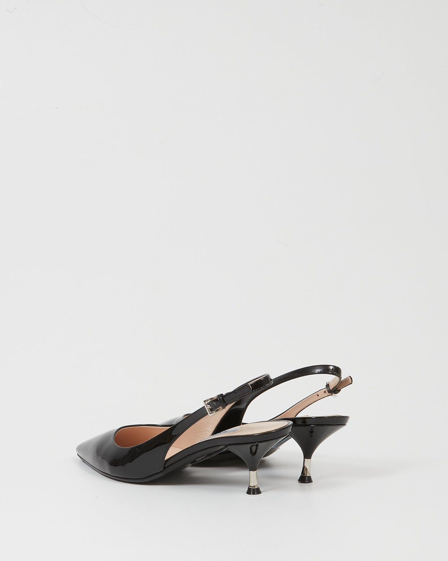 Prada Black Patent Slingback Pump with Add On Silk Wrap Around - 39