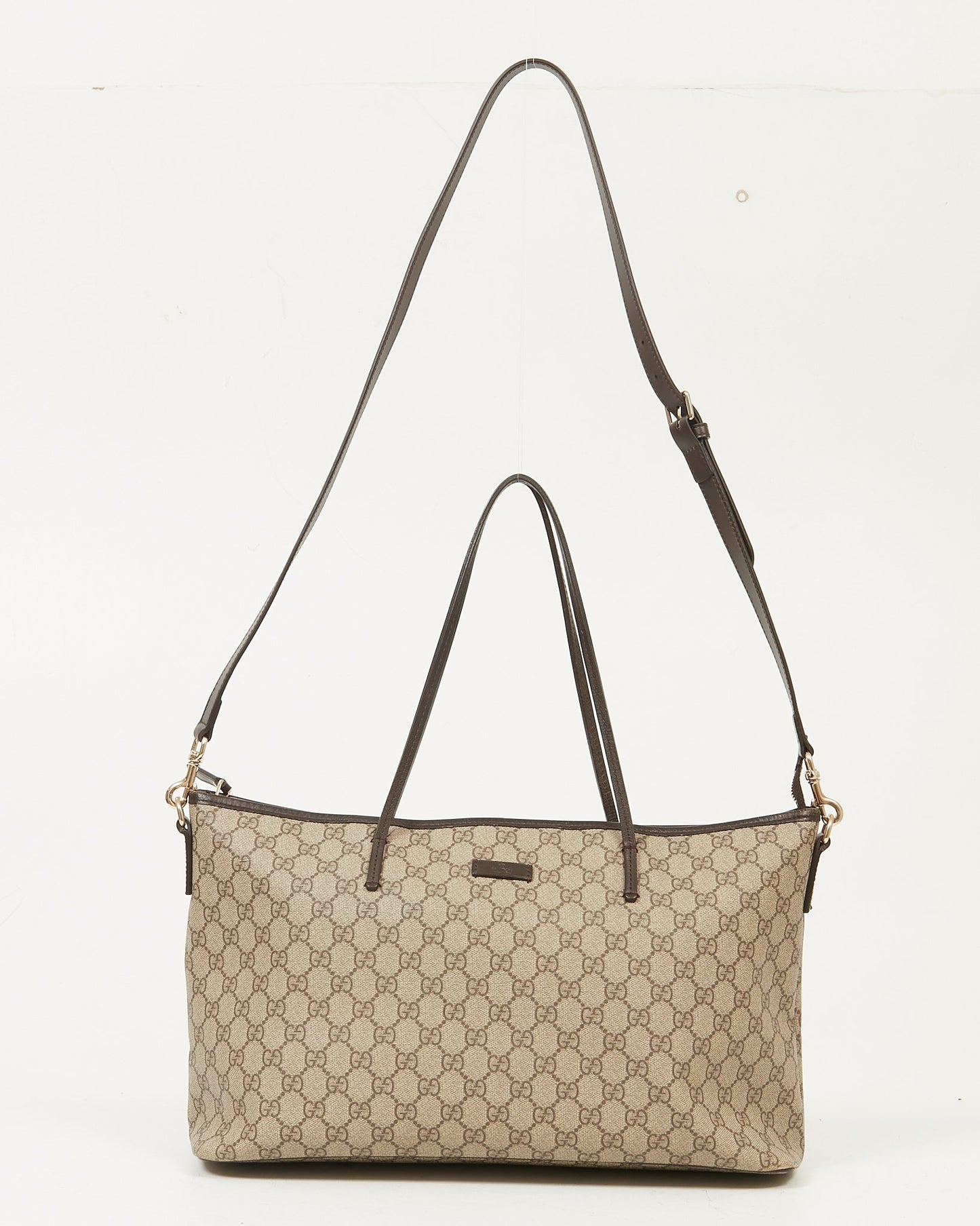 Gucci Brown GG Coated Canvas Convertible Tote Bag