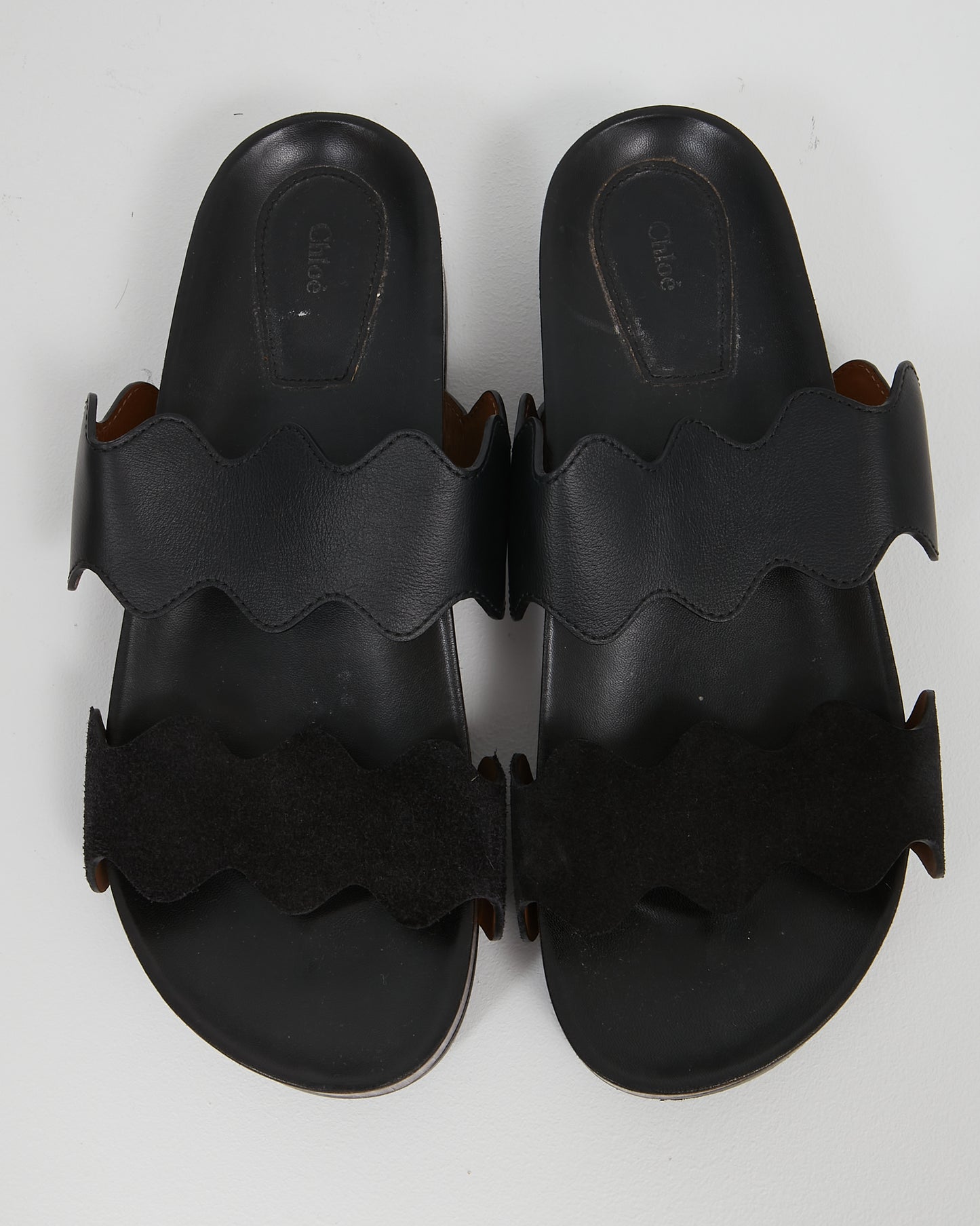 Chloé Black Leather/Suede Slip On Sandal - 39