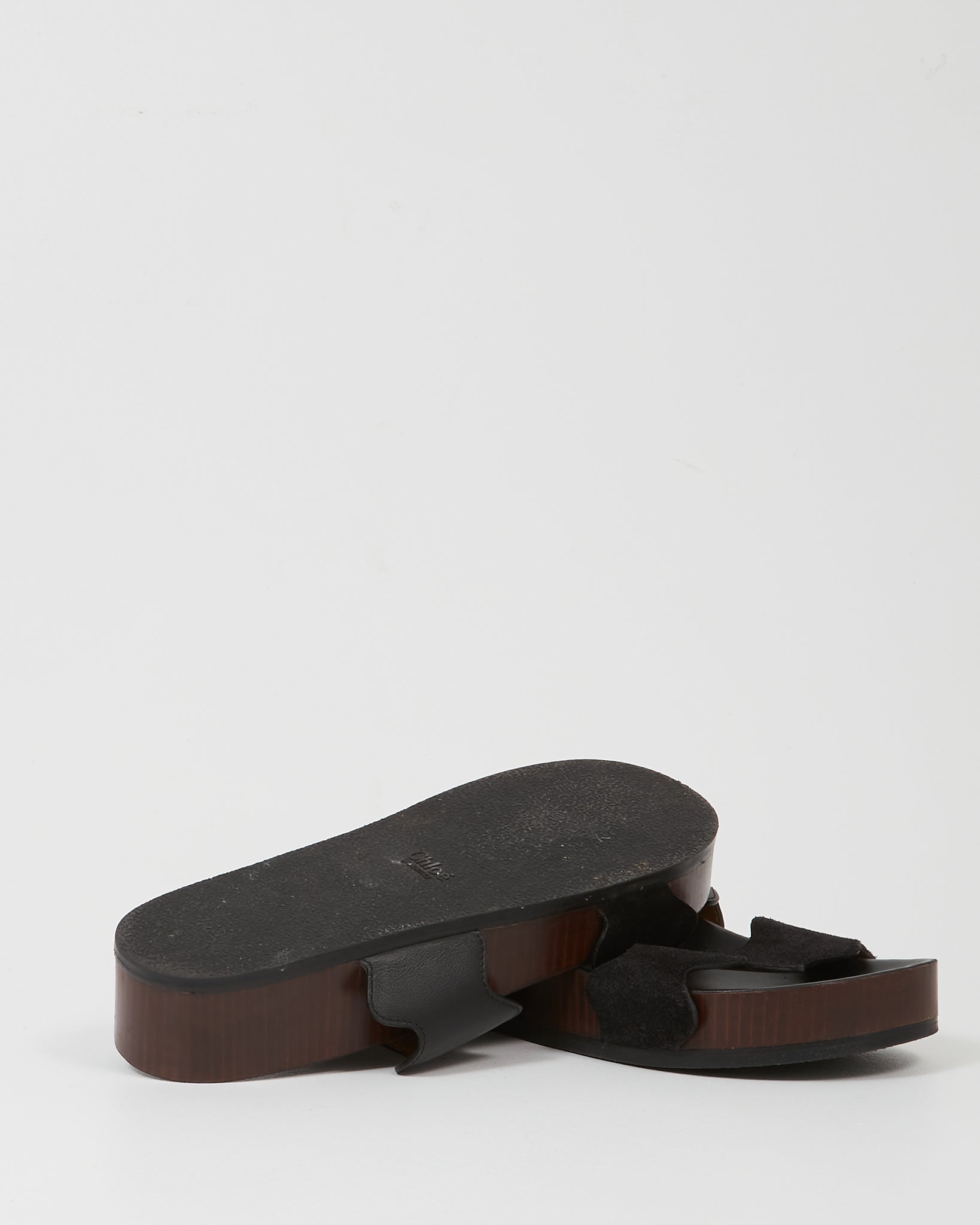 Chloé Black Leather/Suede Slip On Sandal - 39