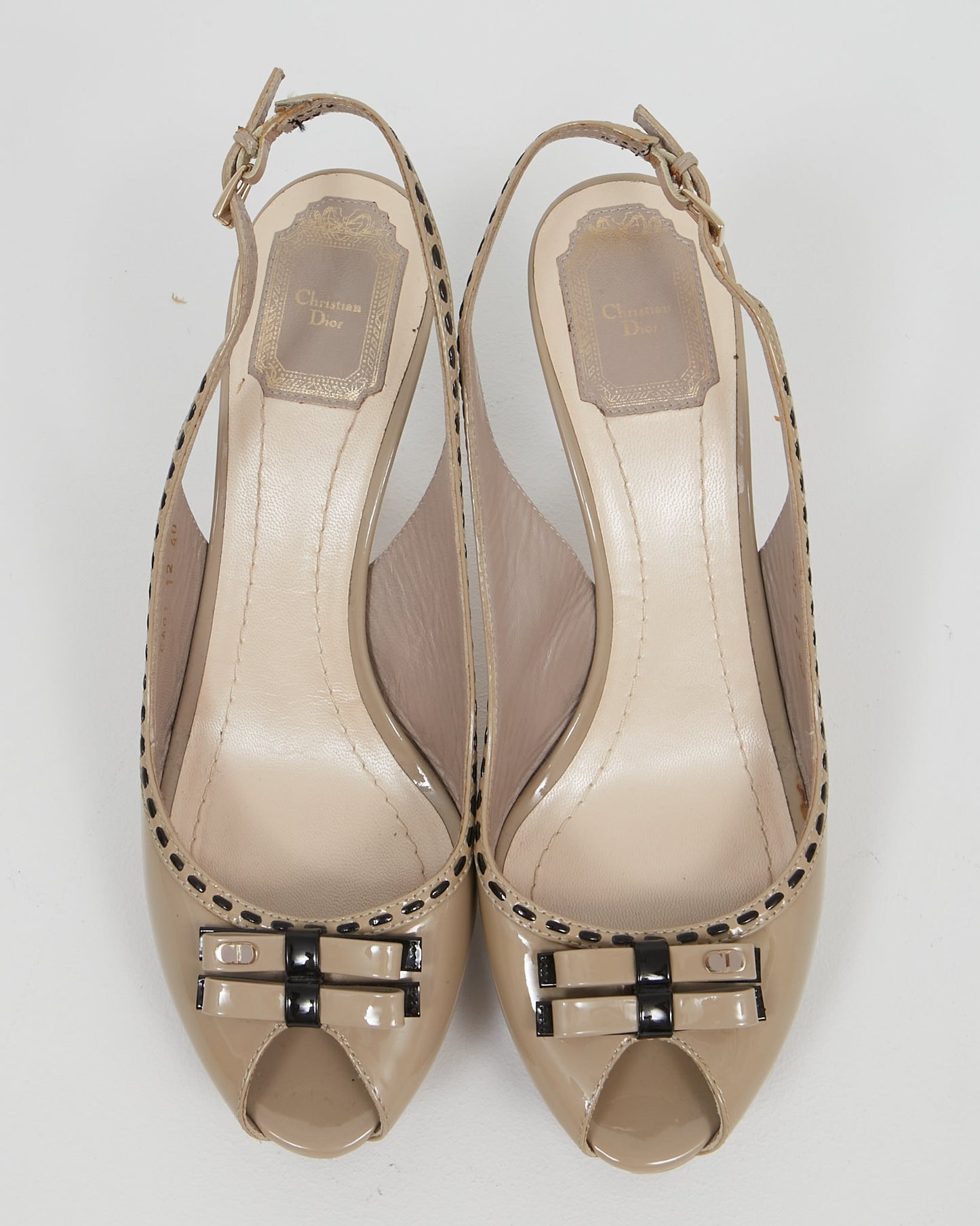 Dior Taupe Patent Slingback Platform Pump - 40