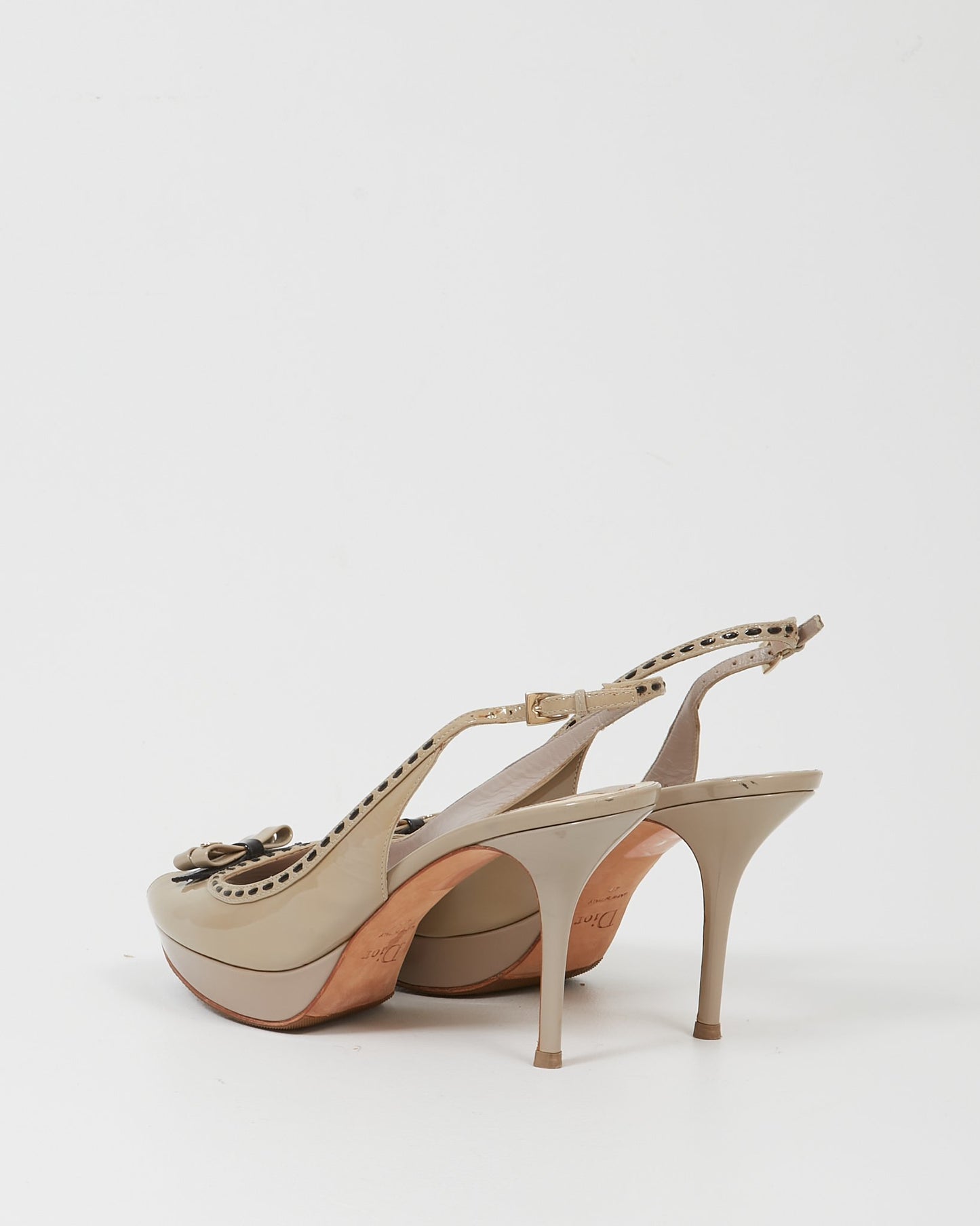 Dior Taupe Patent Slingback Platform Pump - 40