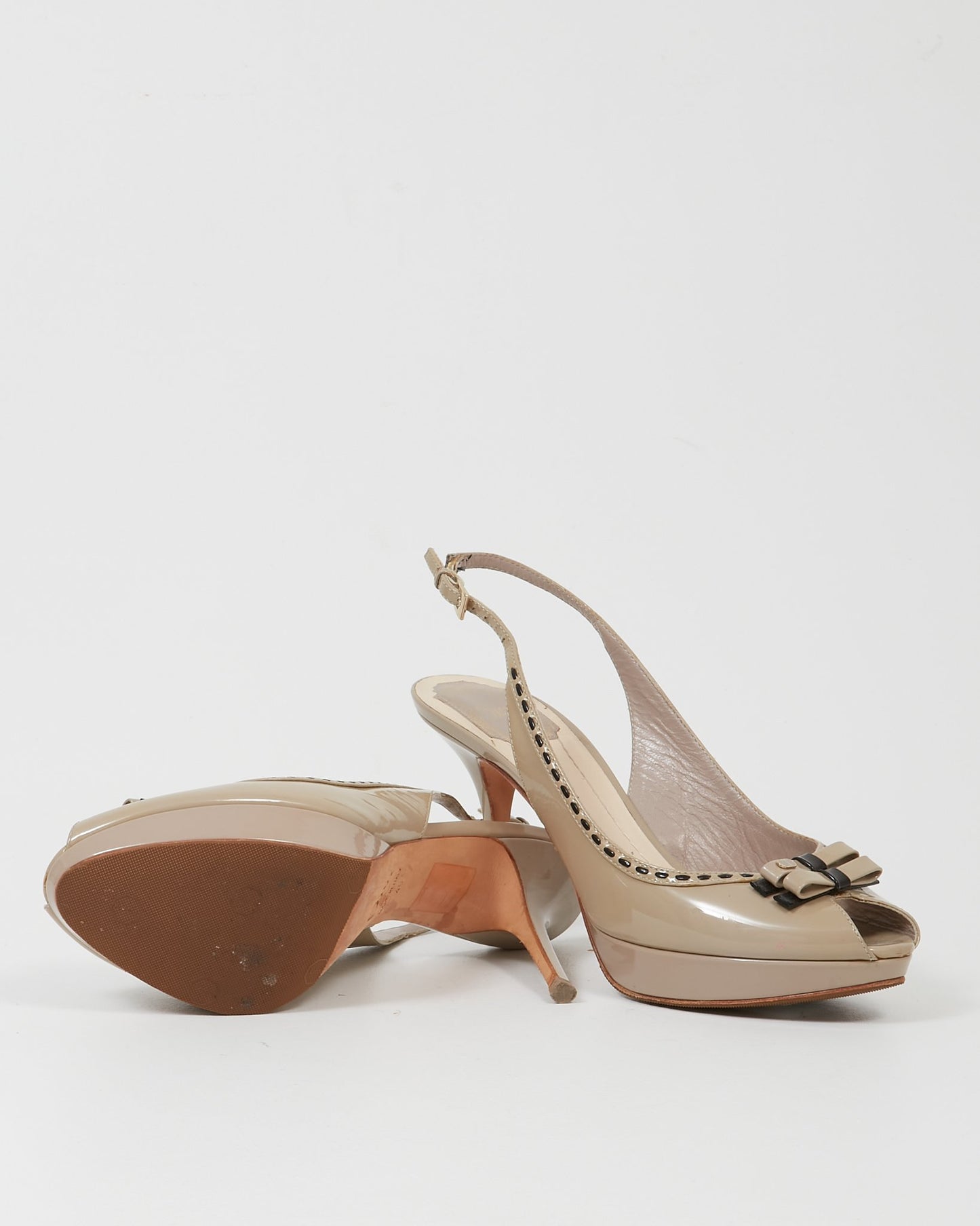 Dior Taupe Patent Slingback Platform Pump - 40