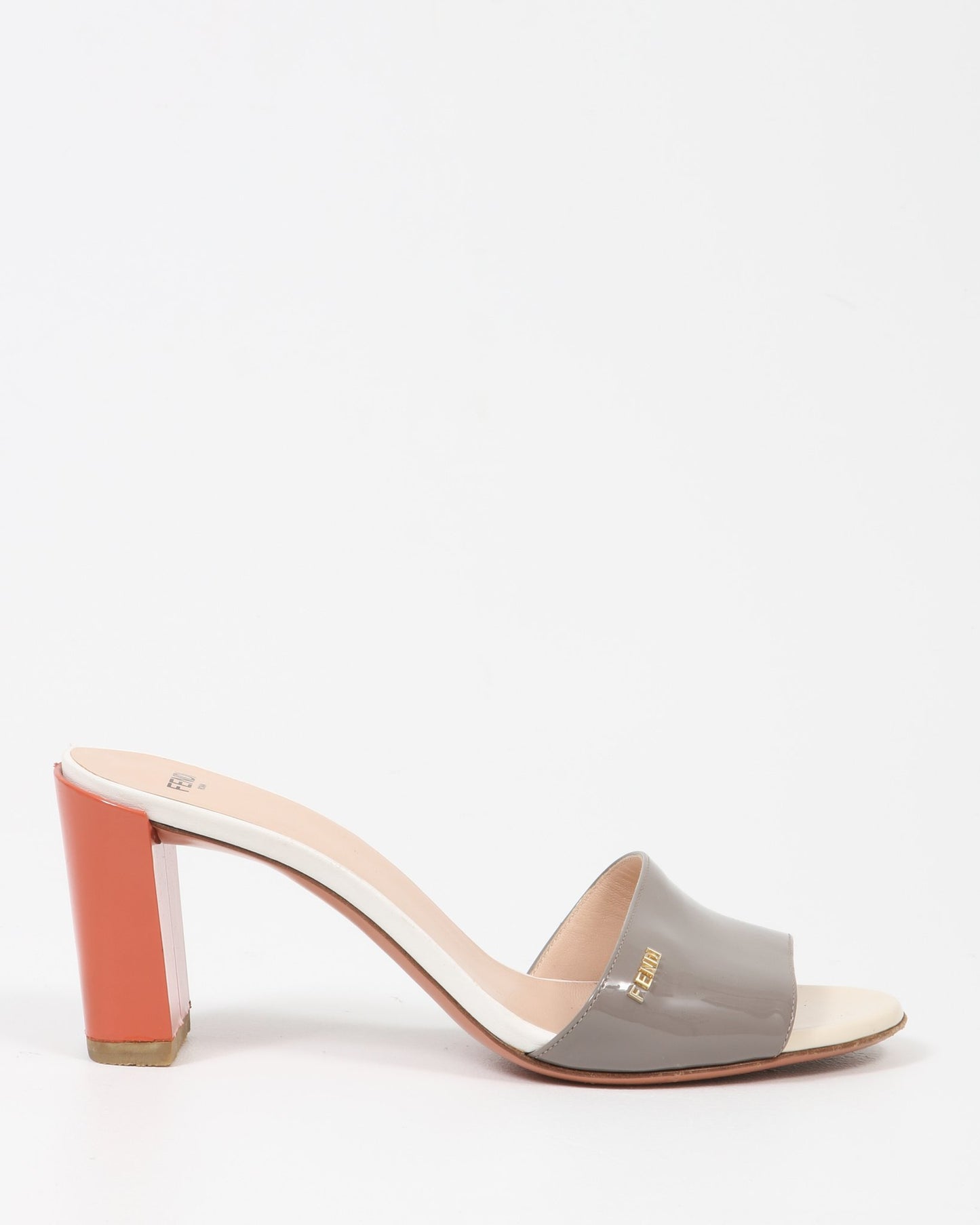 Fendi Grey/Coral Patent Mule - 39