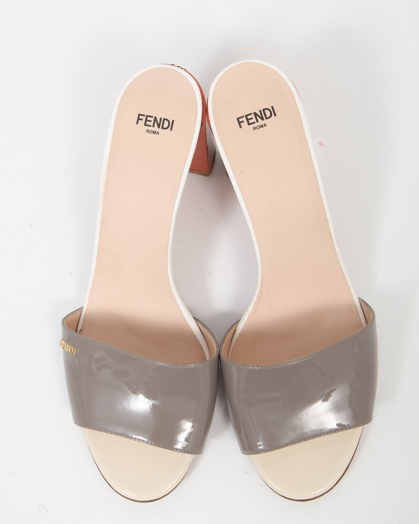 Fendi Grey/Coral Patent Mule - 39