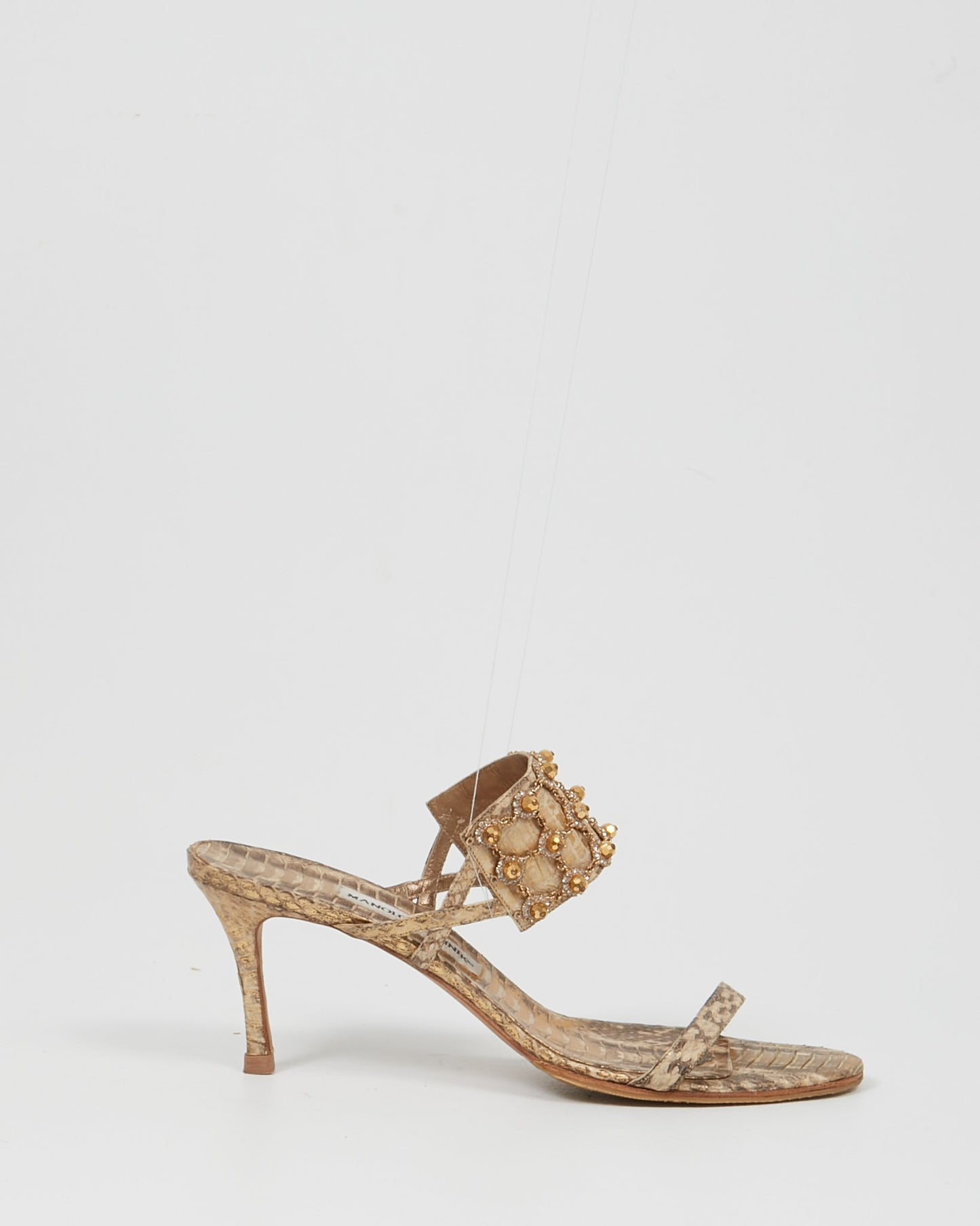 Sandale ornée de cristaux de python doré Manolo Blahnik - 39,5