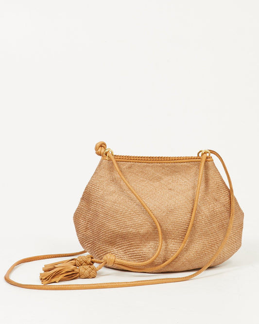 Bottega Brown Vintage Raffia Crossbody Bag