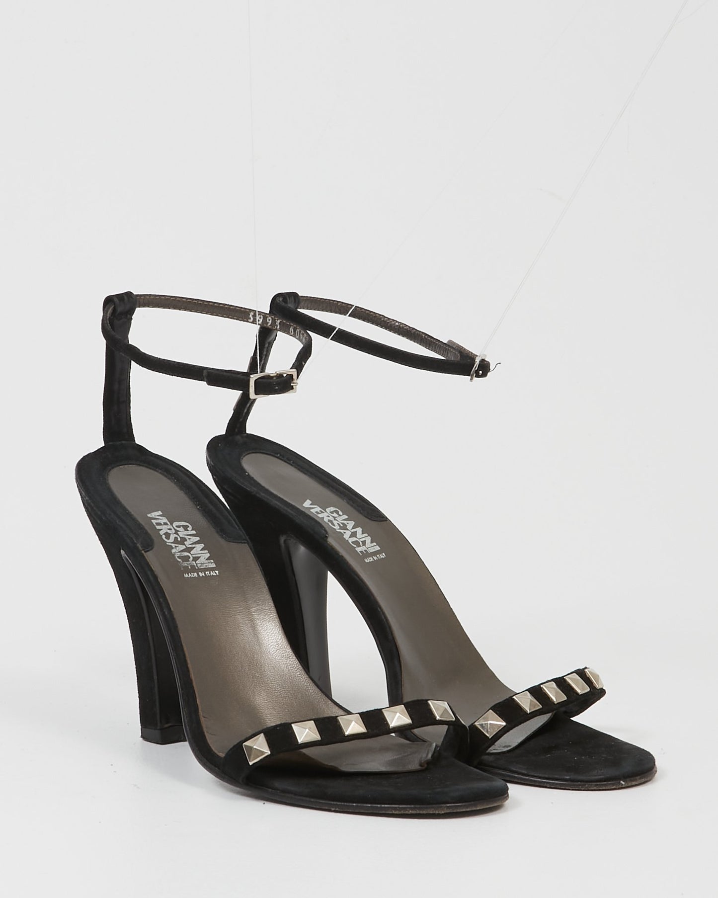 Versace Vintage Black Suede Embellished Toe Sandals - 38.5