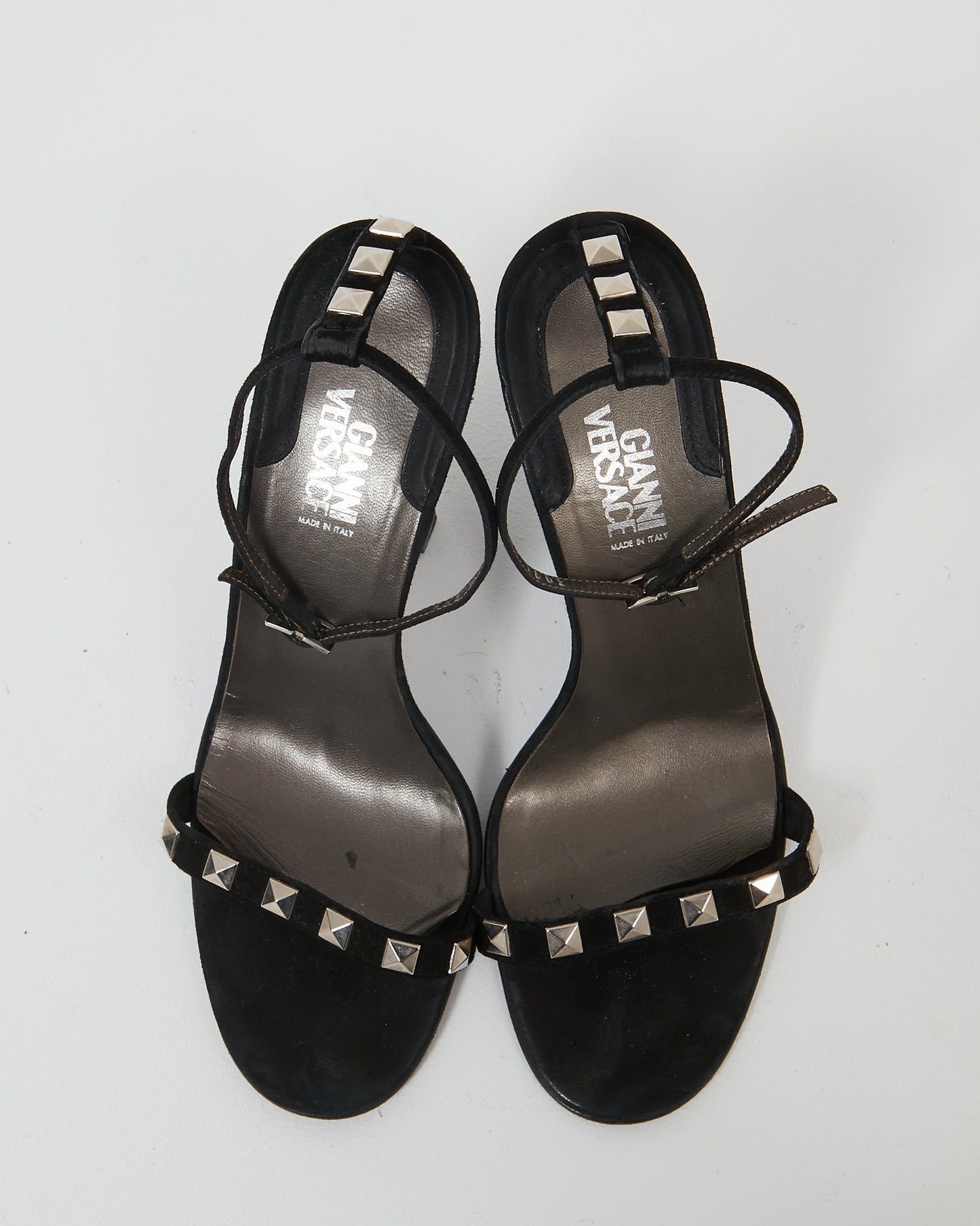 Versace Vintage Black Suede Embellished Toe Sandals - 38.5