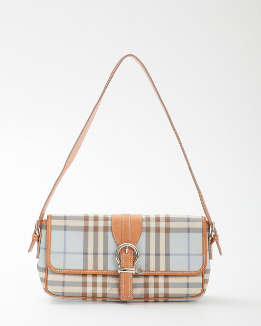 Burberry Baby Blue Nova Check Coated Canvas Buckle Shoulder Bag