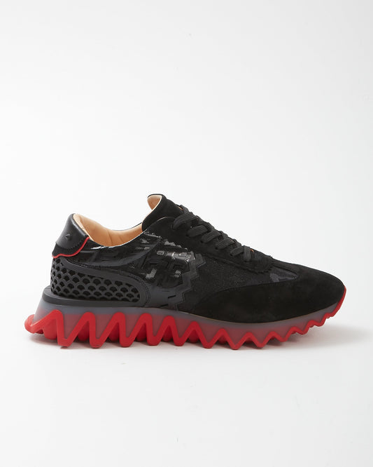 Louboutin Black Loubishark Flat Suede Glit Sneakers - 45