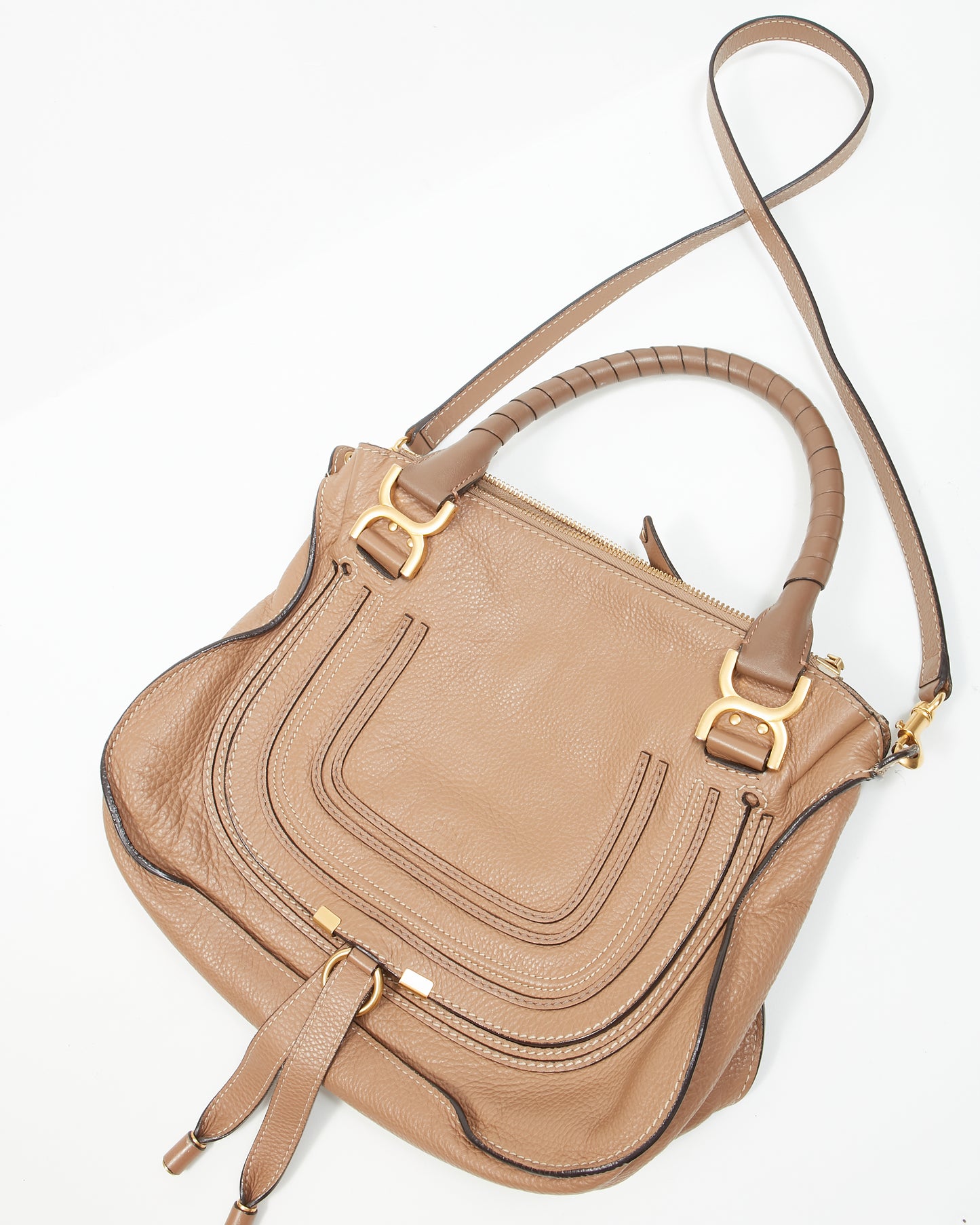 Chloe Tan Leather Marcie Crossbody Bag