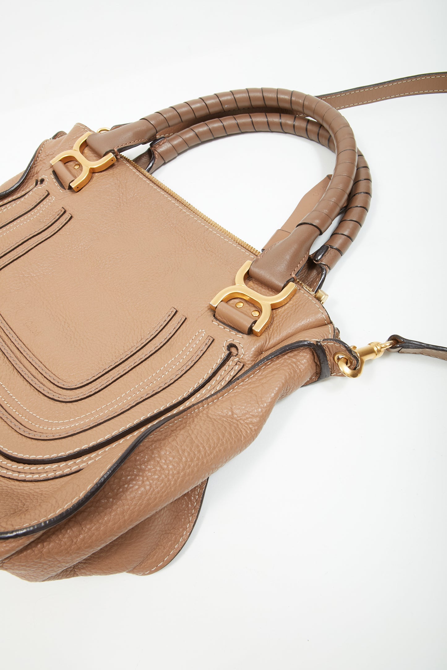 Chloe Tan Leather Marcie Crossbody Bag