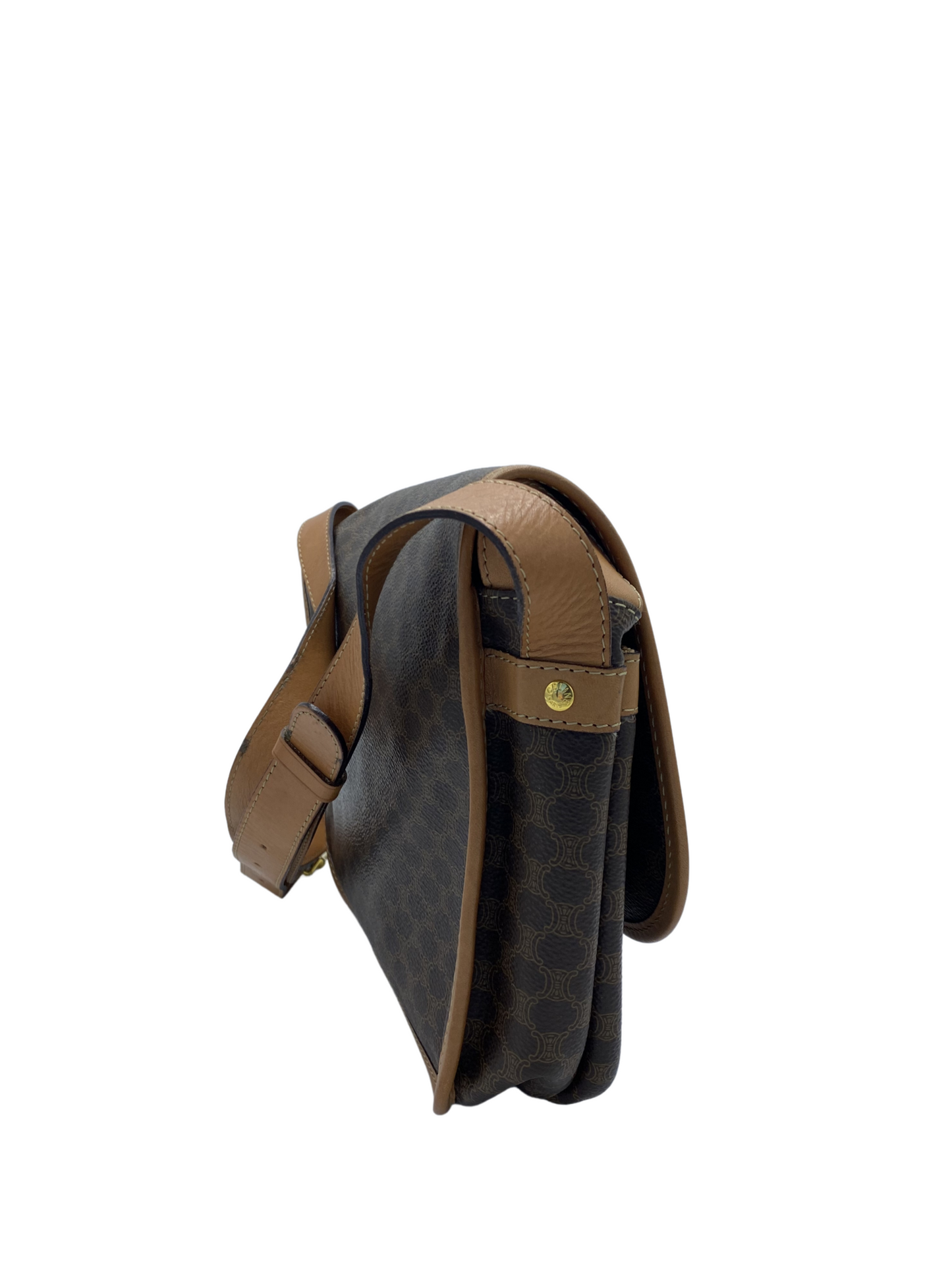 Celine Vintage Brown Coated Canvas Macadam Crossbody