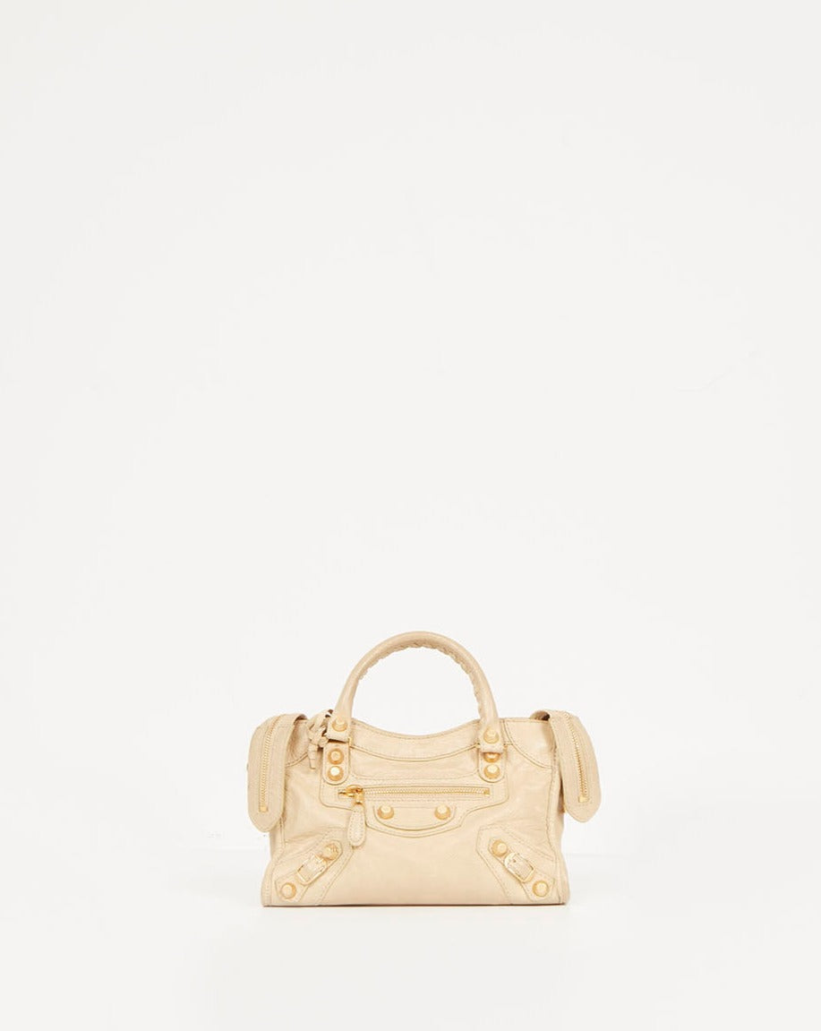 Balenciaga Mini sac de ville Motocross Giant 12 en cuir beige