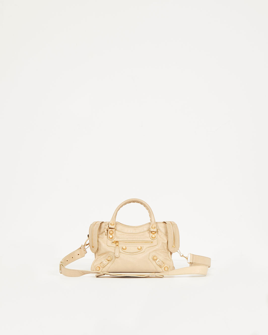 Balenciaga Mini sac de ville Motocross Giant 12 en cuir beige