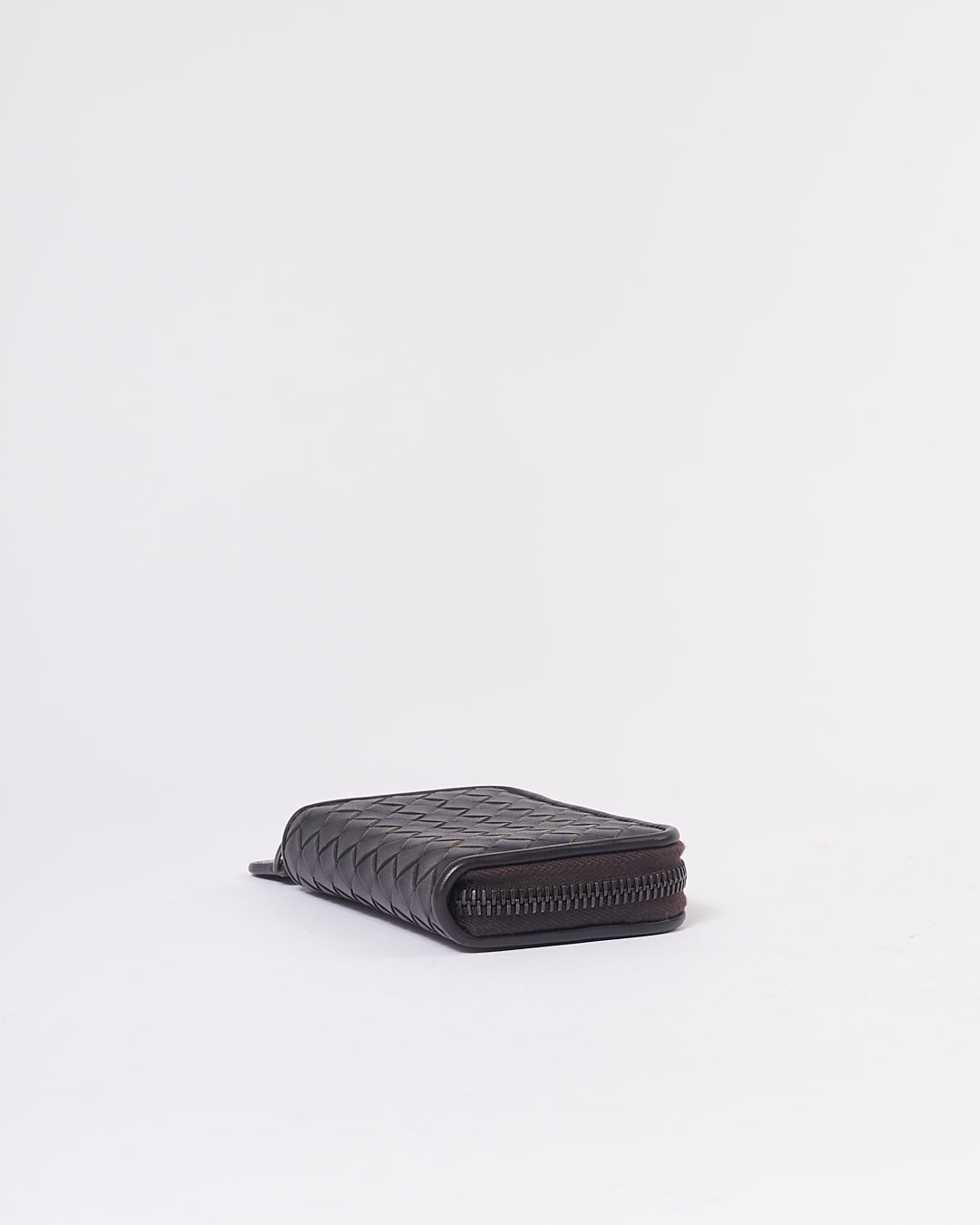 Bottega Veneta Dark Brown Intrecciato Leather Zippy Mini wallet