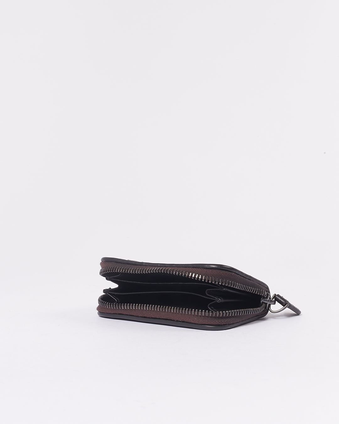 Bottega Veneta Dark Brown Intrecciato Leather Zippy Mini wallet