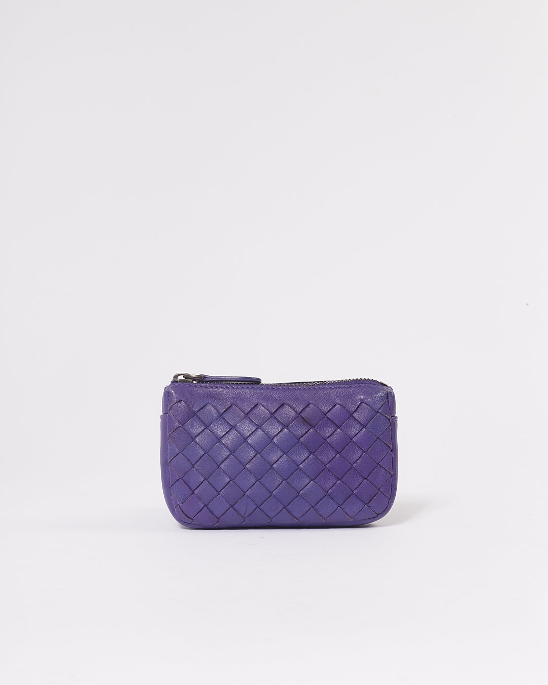 Bottega Veneta Purple Intrecciato Leather Zip Coin Pouch