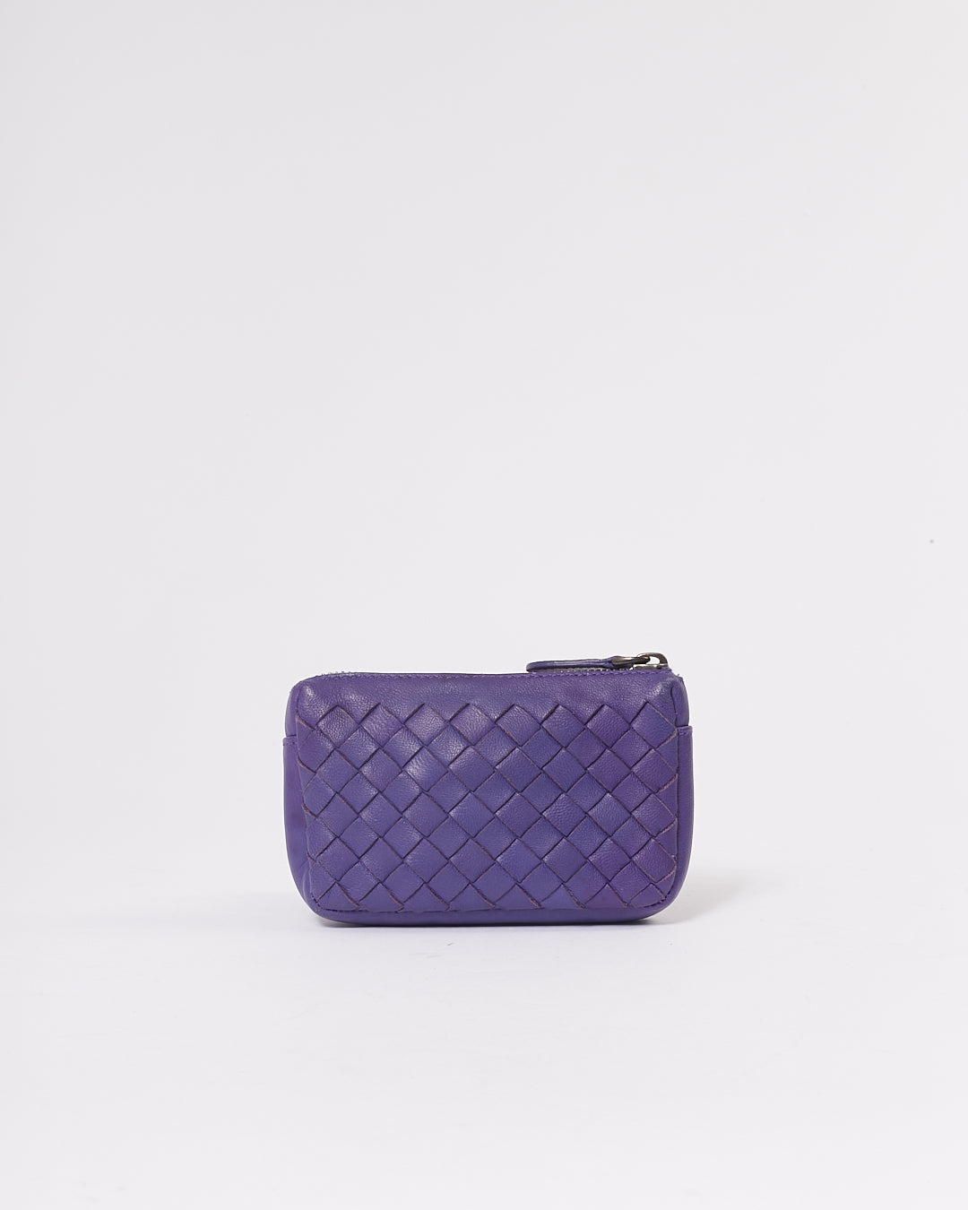 Bottega Veneta Purple Intrecciato Leather Zip Coin Pouch