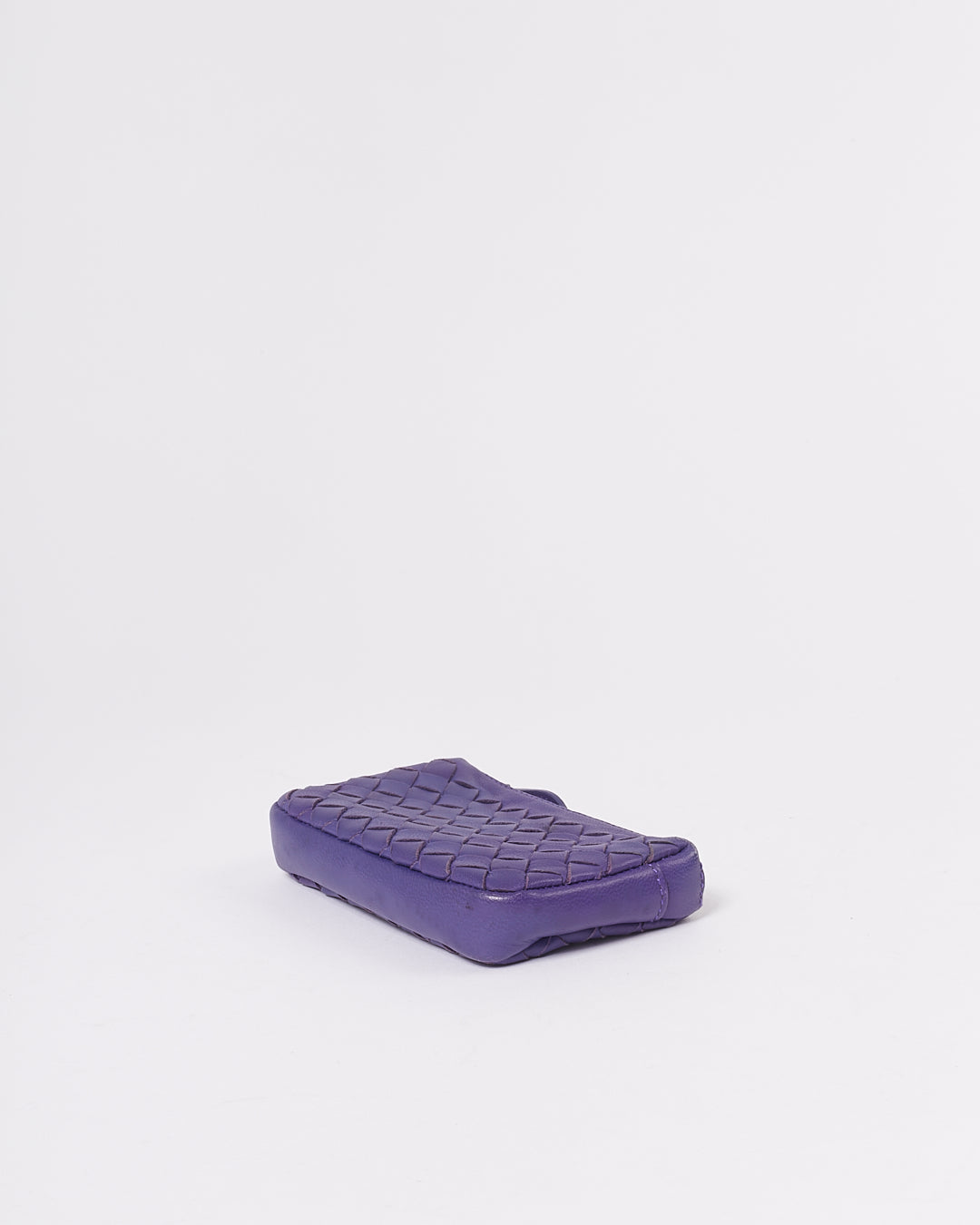 Bottega Veneta Purple Intrecciato Leather Zip Coin Pouch