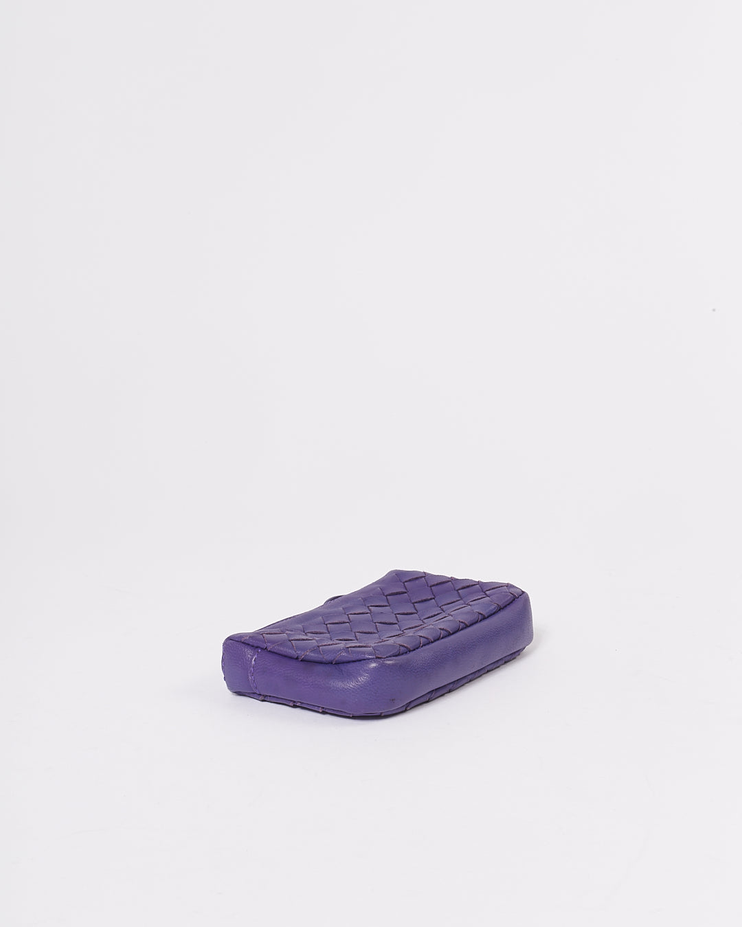 Bottega Veneta Purple Intrecciato Leather Zip Coin Pouch