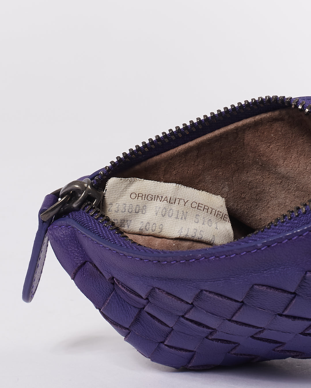 Bottega Veneta Purple Intrecciato Leather Zip Coin Pouch