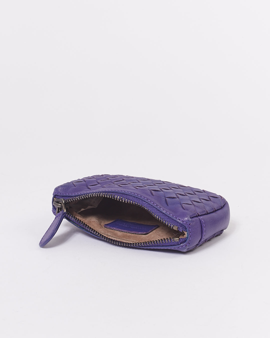 Bottega Veneta Purple Intrecciato Leather Zip Coin Pouch