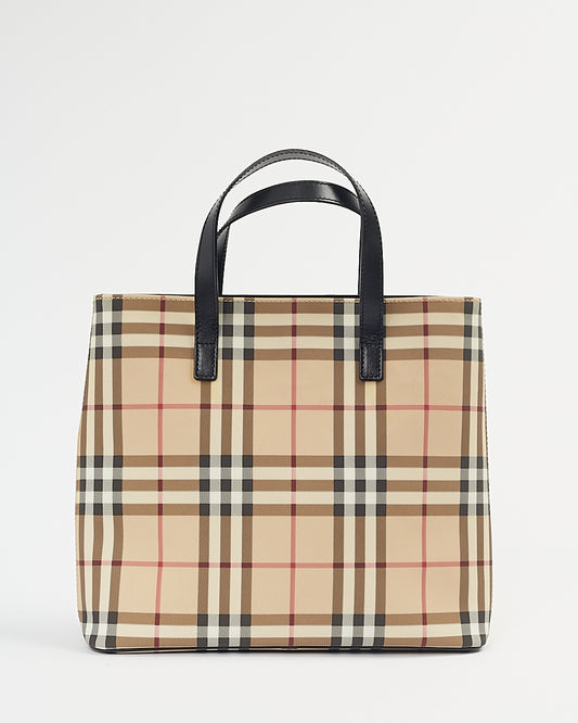 Burberry Beige Coated Canvas Nova Check Tote Bag