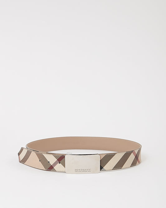 Burberry Beige Nova Check Canvas Belt - 40/100