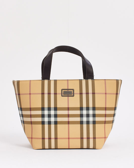 Burberry Beige Nova Check Coated Canvas Tote