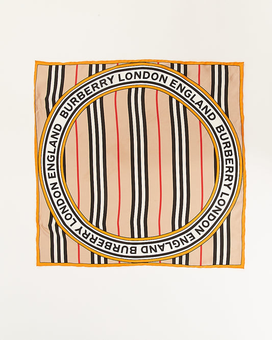 Burberry Orange/Beige House Check Silk Scarf