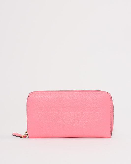 Burberry Pink Grained Leather Zippy Wallet