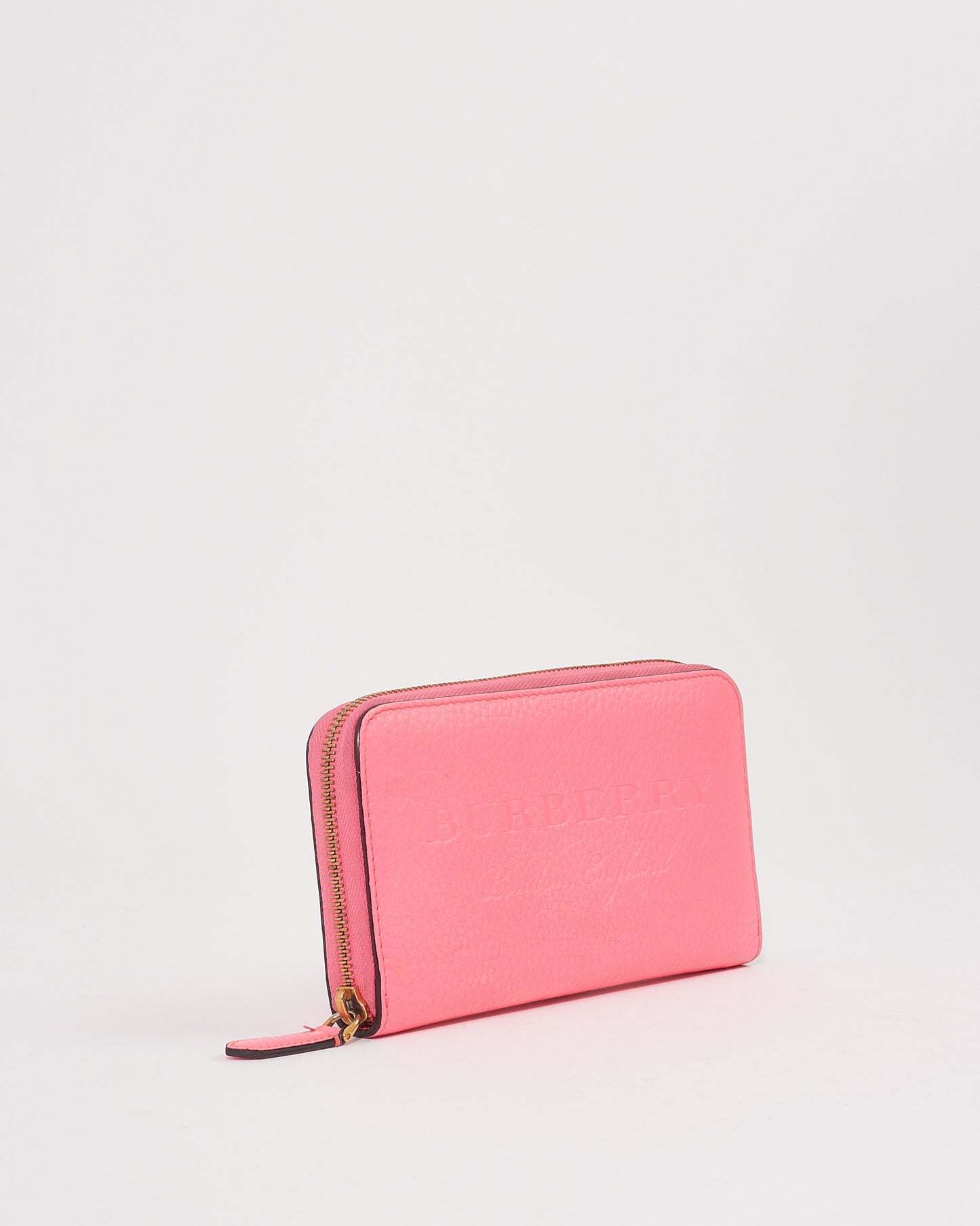 Burberry Pink Grained Leather Zippy Wallet