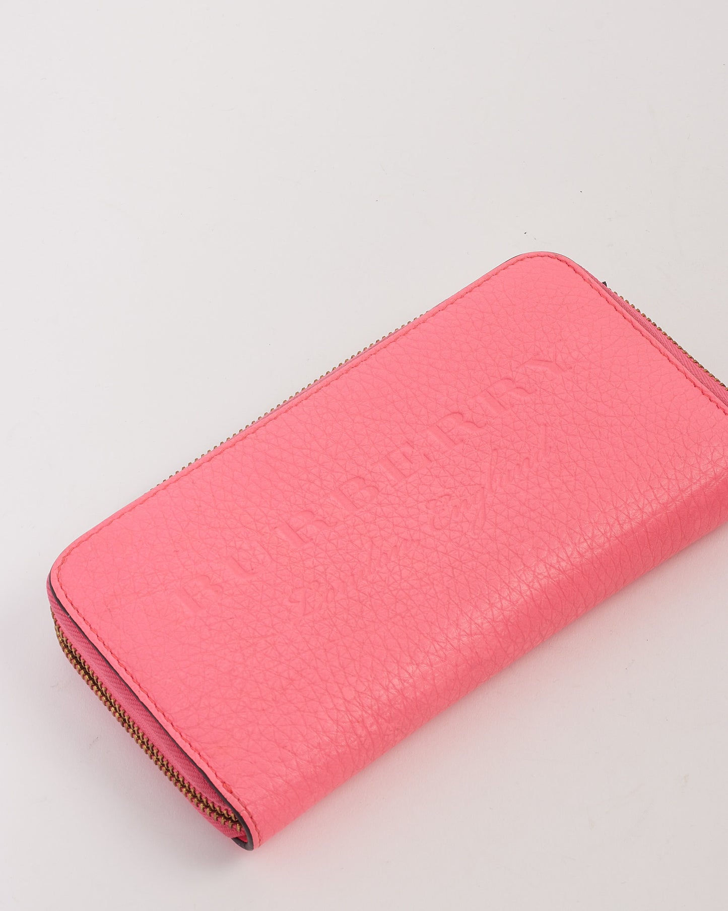 Burberry Pink Grained Leather Zippy Wallet