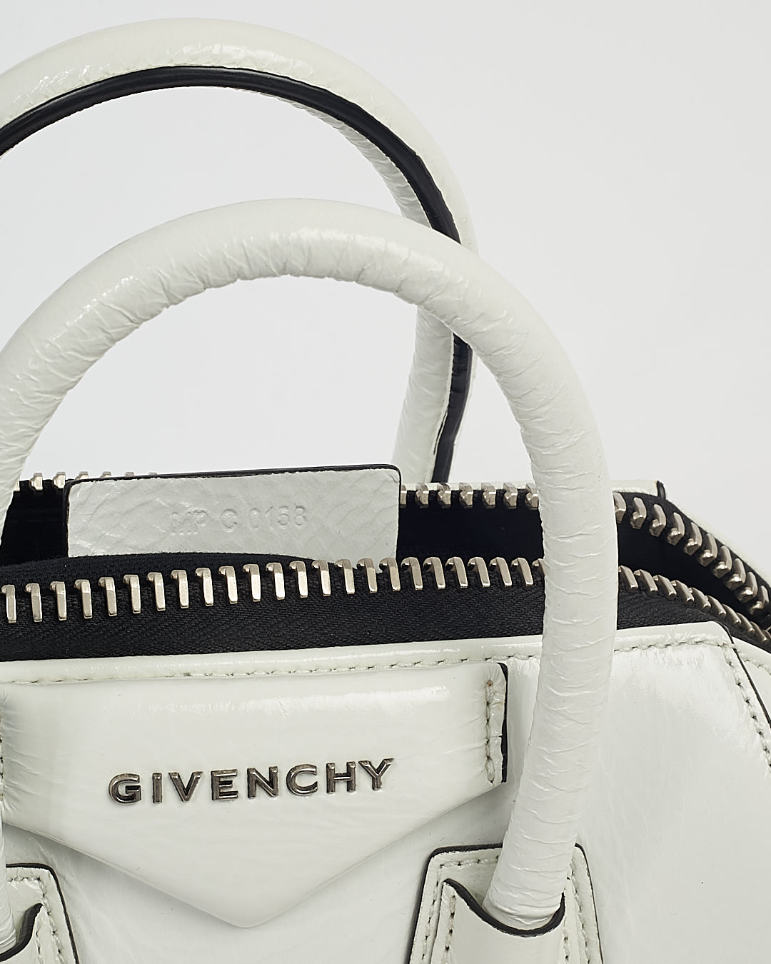 Givenchy White Patent Crinkled Leather Mini Antigona Bag