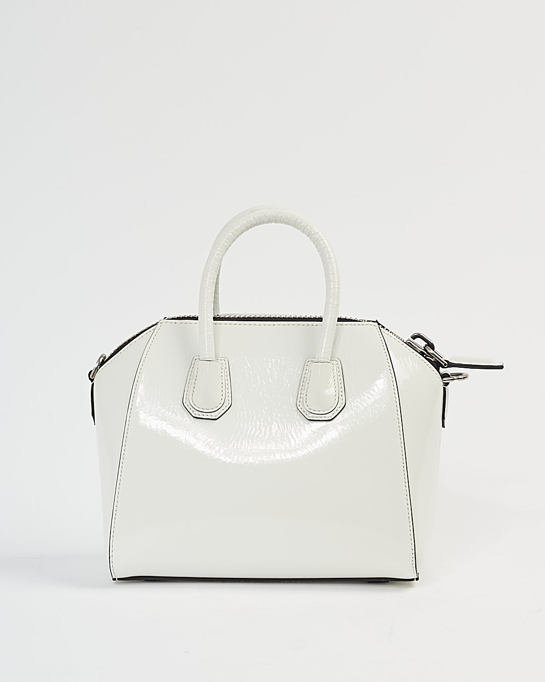 Givenchy White Patent Crinkled Leather Mini Antigona Bag