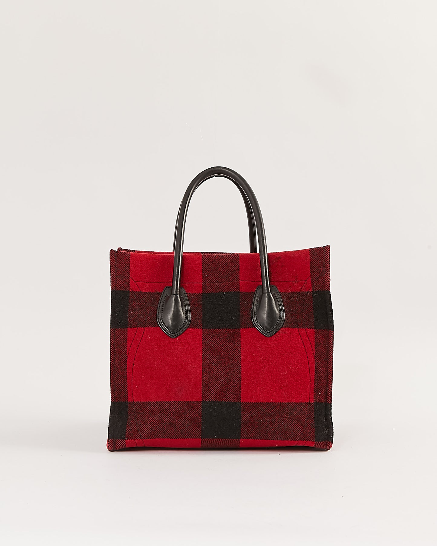 Celine Black/Red Checkered Felt Medium Luggage Phantom Tote Bag