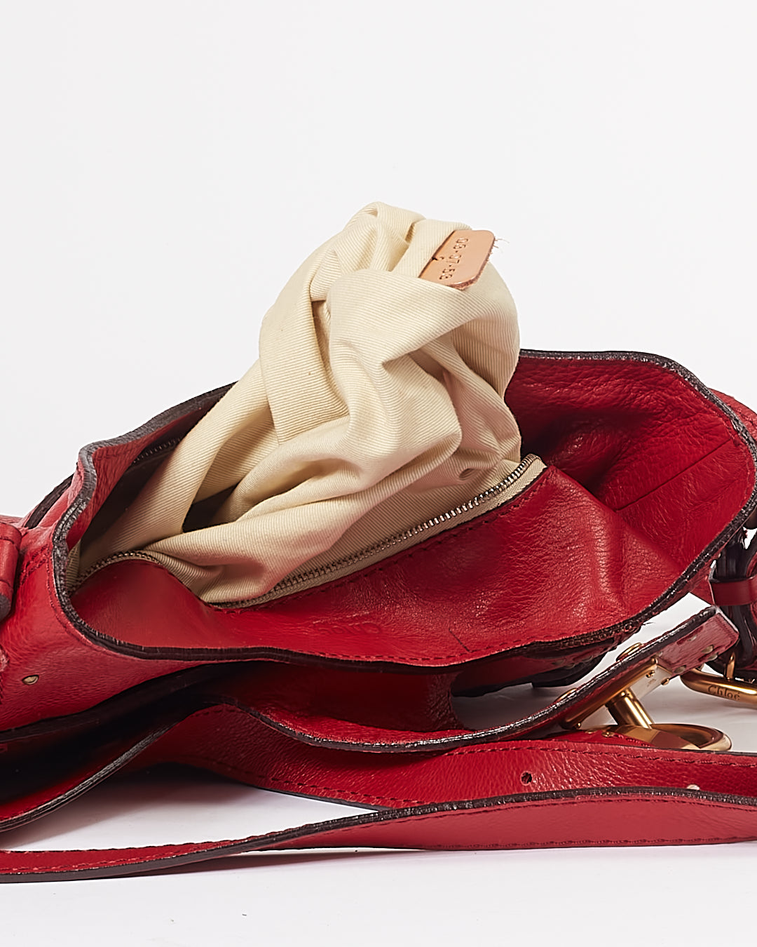 Chloe Red Leather Paddington Hobo Shoulder Bag