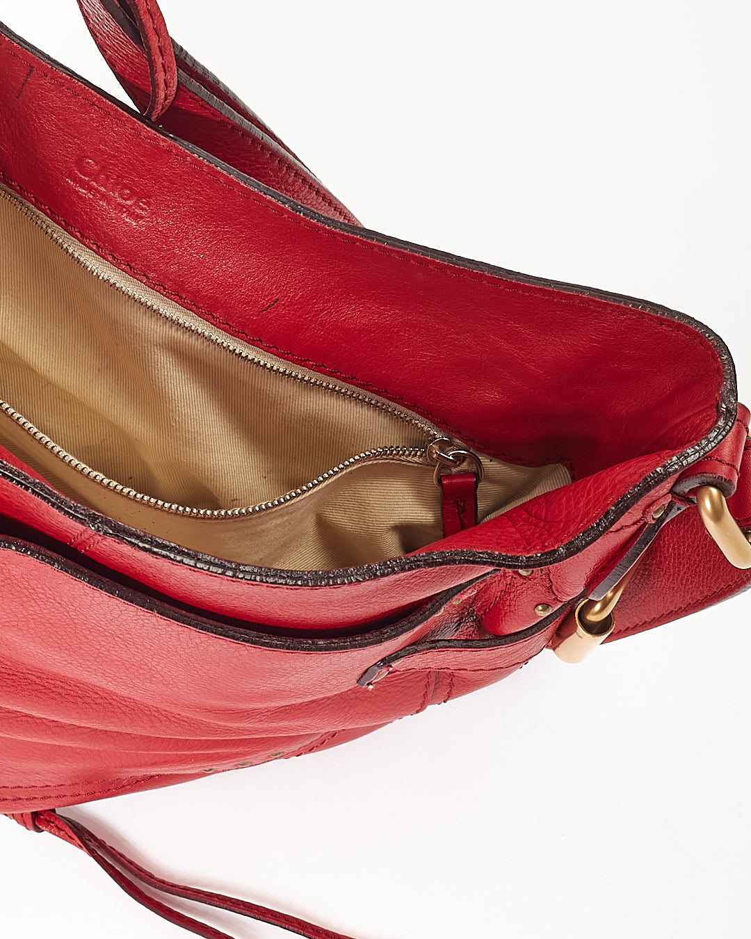 Chloe Red Leather Paddington Hobo Shoulder Bag