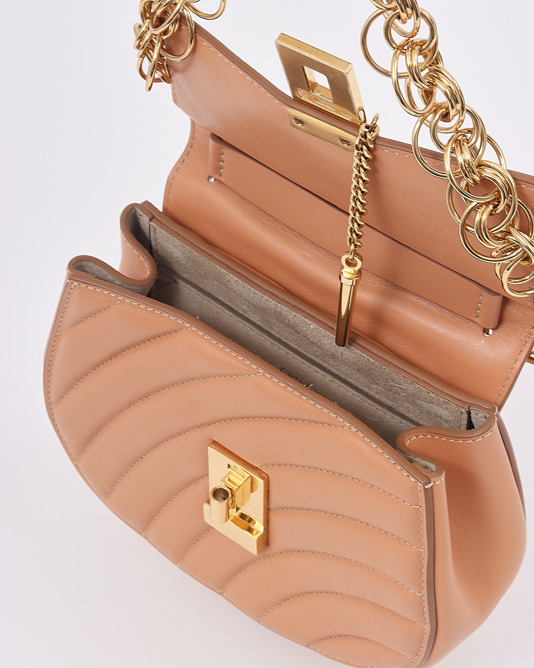 Chloé Tan Quilted Leather Bijou Drew Crossbody Bag