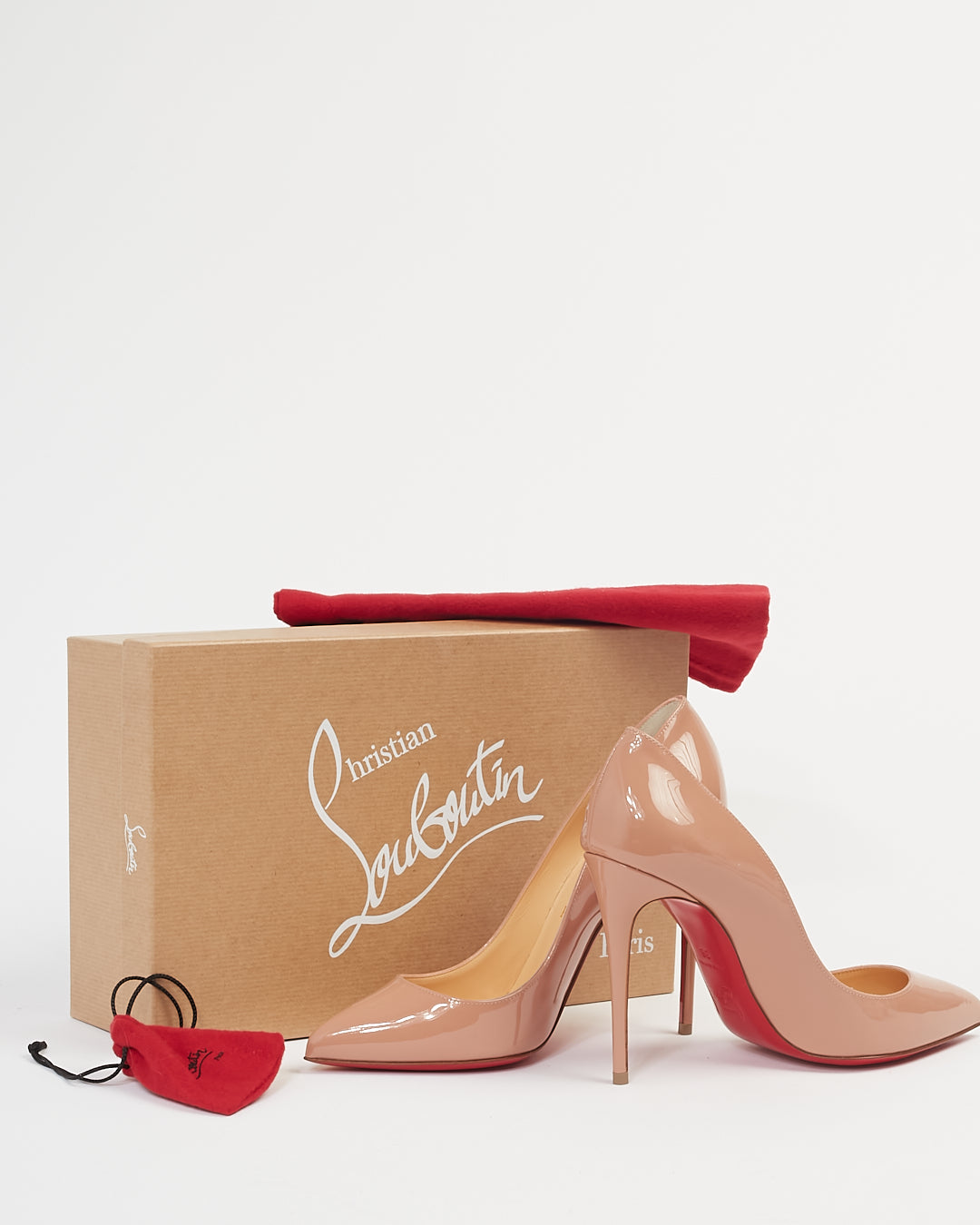 Christian Louboutin Nude Patent Leather Pigalle Follies 100mm Pumps - 36