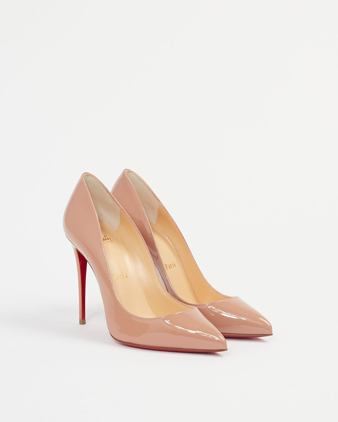 Christian Louboutin Nude Patent Leather Pigalle Follies 100mm Pumps - 36